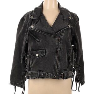 12th Tribe Women's Black Denim Jacket